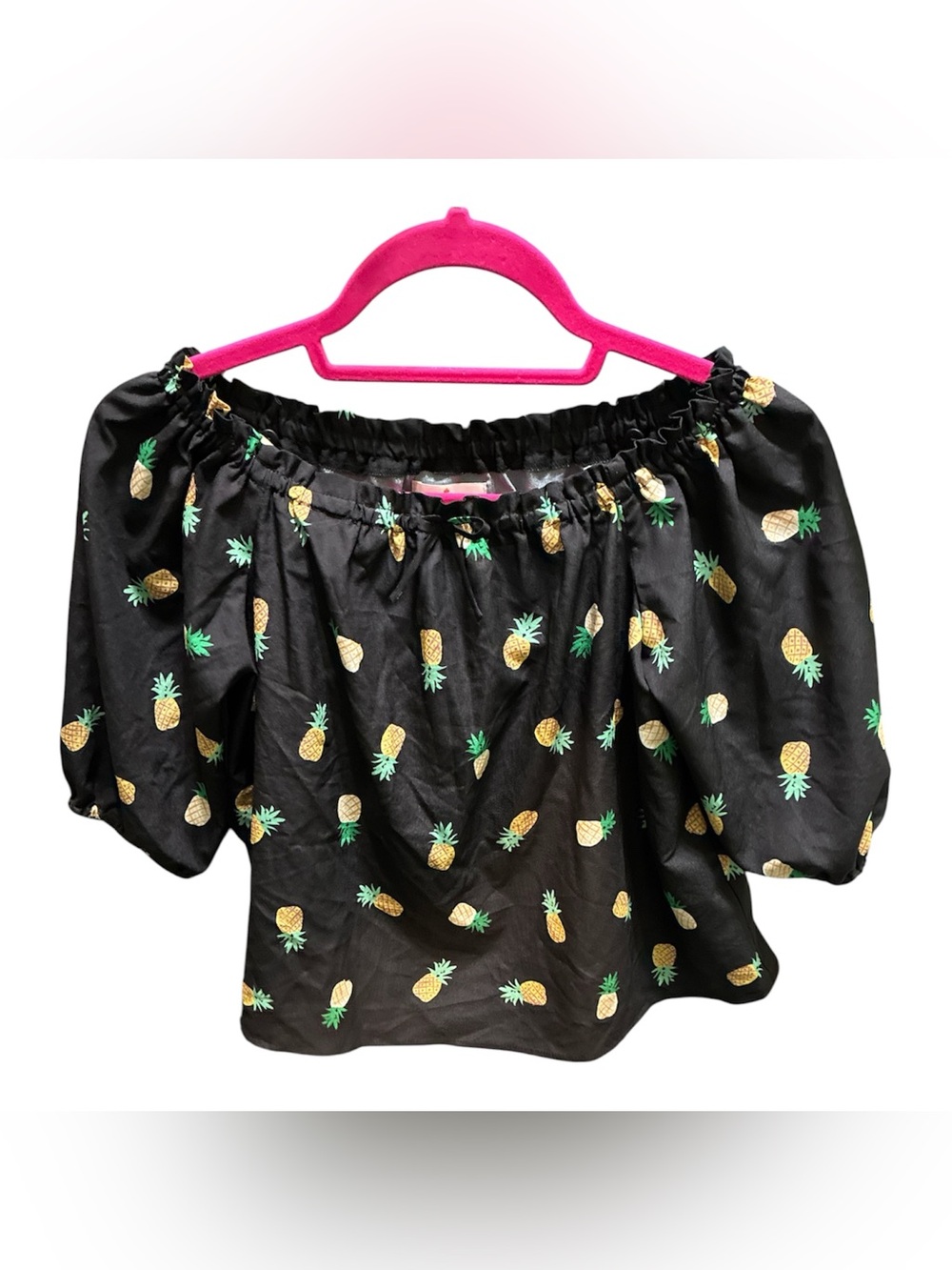 kate spade Black Off-Shoulder Pineapple Print Top